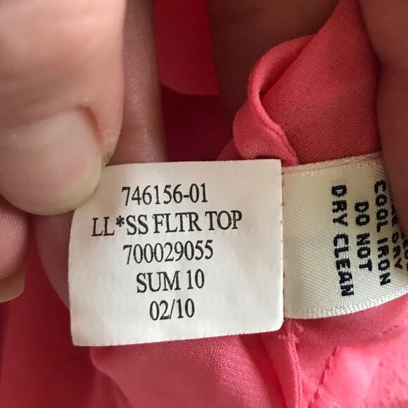 Banana Republic Silk Coral Flutter Top Shirt Blouse Sz Small - Picture 8 of 8